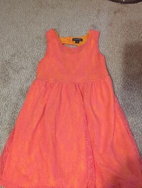 George Bright Orange Lace Fit-and-Flare Girls Dress